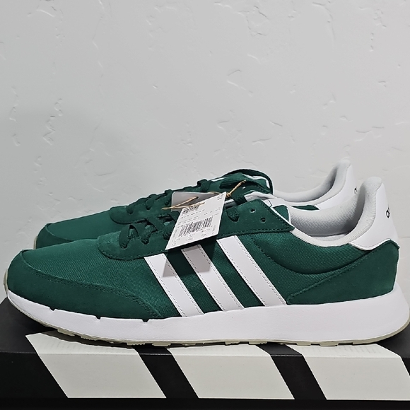 Adidas Run 60s 2.0 Men's Forest Green and White Sneakers - Picture 1 of 7